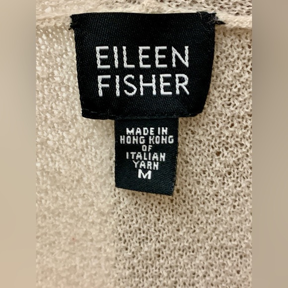 Women's Medium Ivory Cream Wool Crepe Eileen Fisher Open Front Cardigan Top - Picture 3 of 14